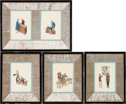 5 CHINESE PAINTINGS OF TRADESMEN ON