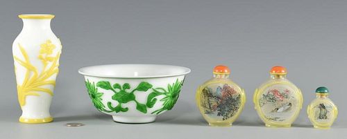5 CHINESE PEKING GLASS ITEMS1st