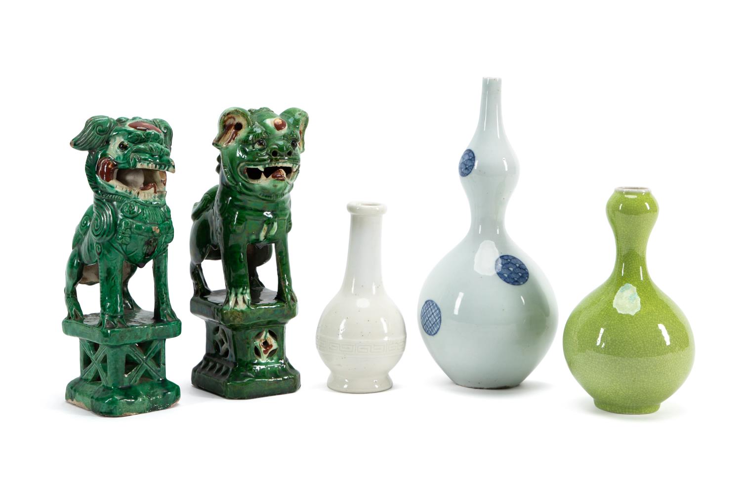 5 CHINESE PIECES, VARIOUS VASES &