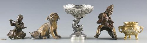 5 CHINESE SILVER & BRONZE