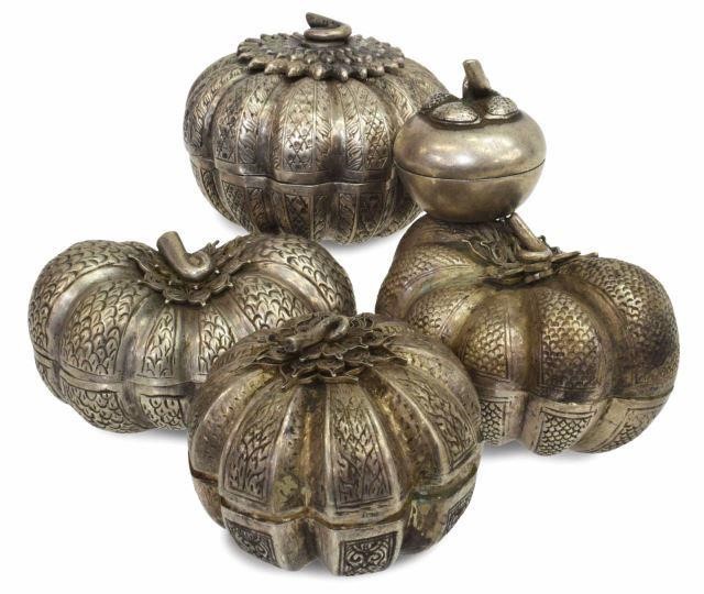 (5) CHINESE SILVER PUMPKIN-FORM