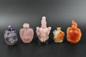 5 CHINESE SNUFF BOTTLES, ROSE