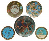 5 CLOISONNE ENAMEL CHARGERS Gr
