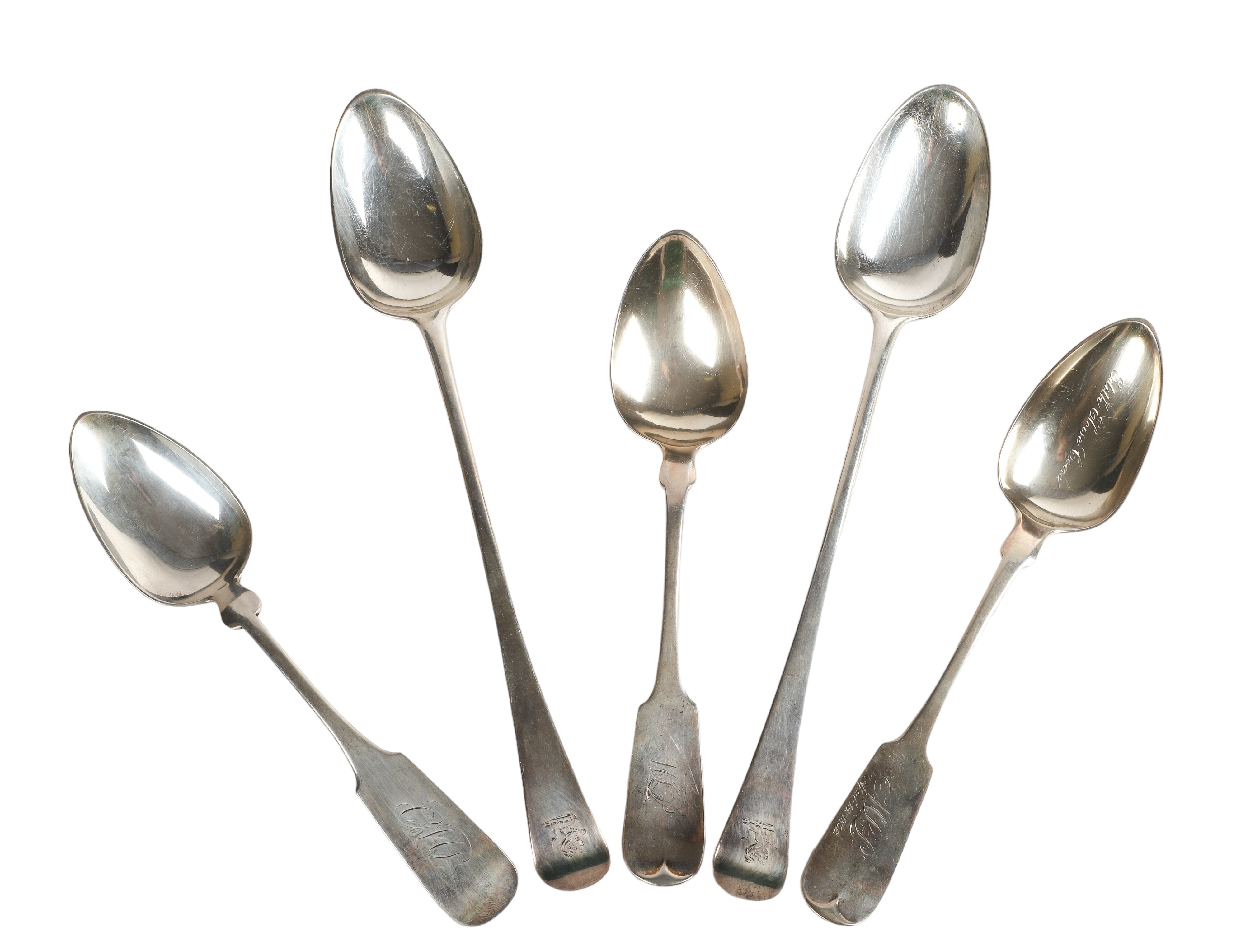 (5) Coin silver and sterling spoons