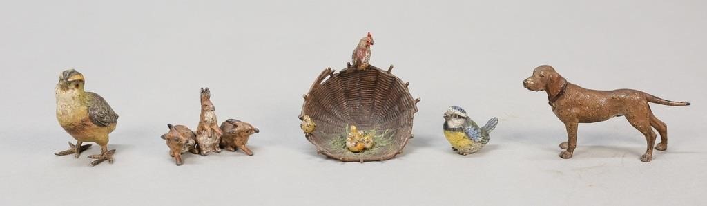 5 COLD PAINTED BRONZE ANIMALS