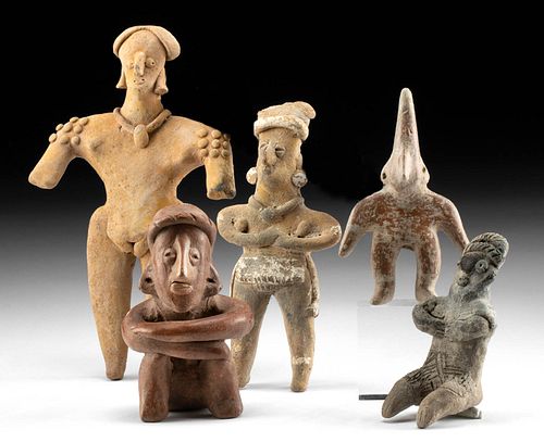 5 COLIMA POTTERY FIGURES W/