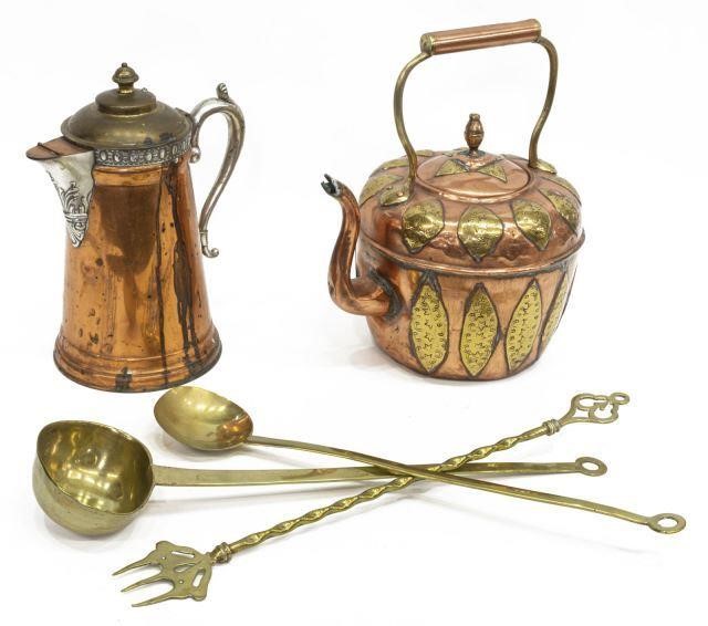 (5) COPPER & BRASS KITCHENWARE,