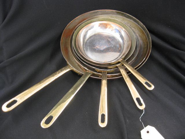 5 Copper Frying Pans graduated