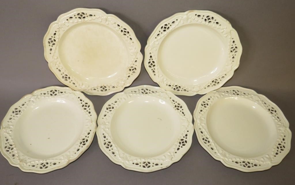 5 CREAMWARE, RETICULATED AND MOLDED