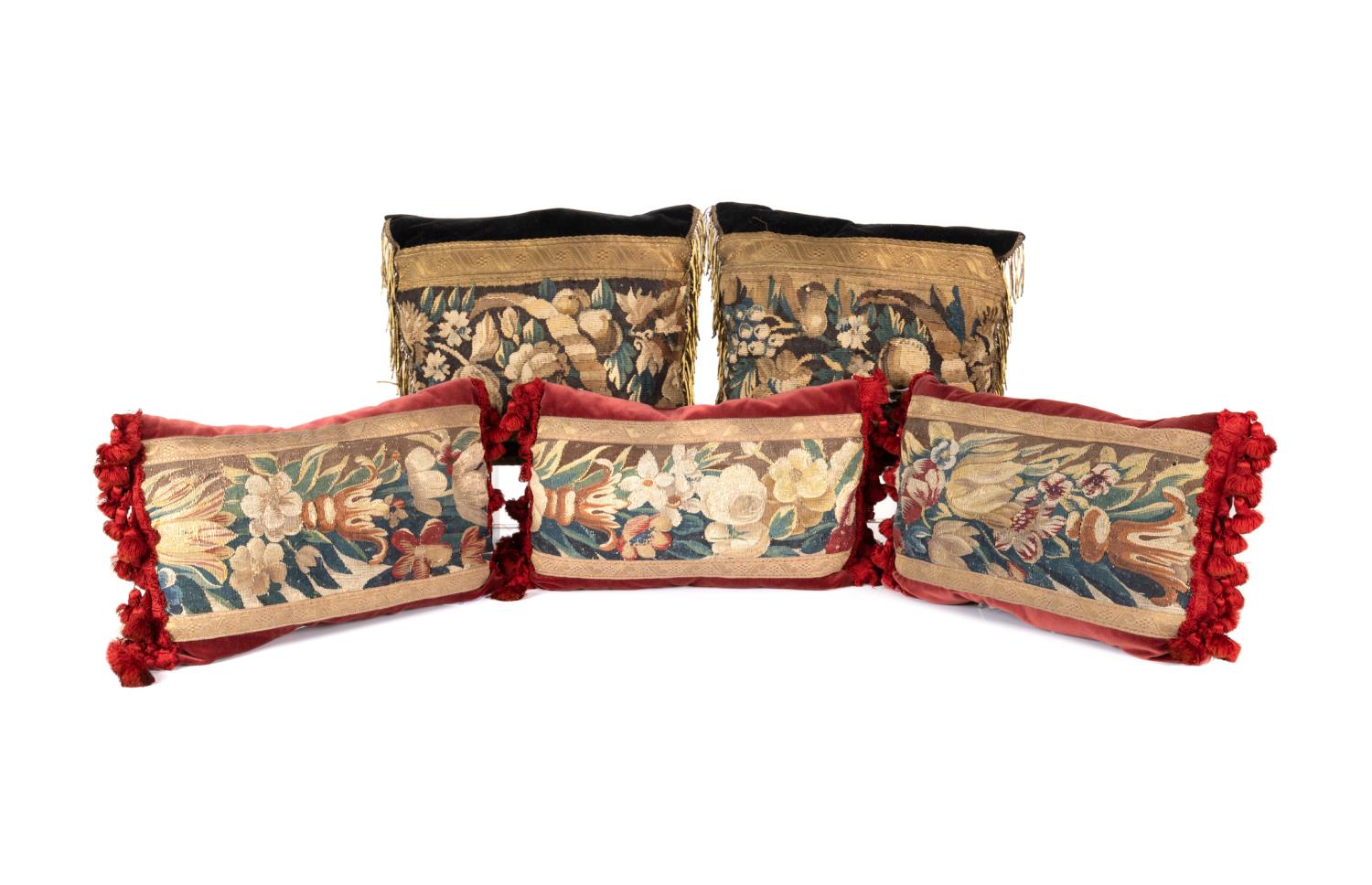 5 CUSTOM ANTIQUE WOOL TAPESTRY &
