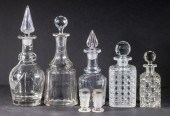 (5) CUT CRYSTAL DECANTERS & (2