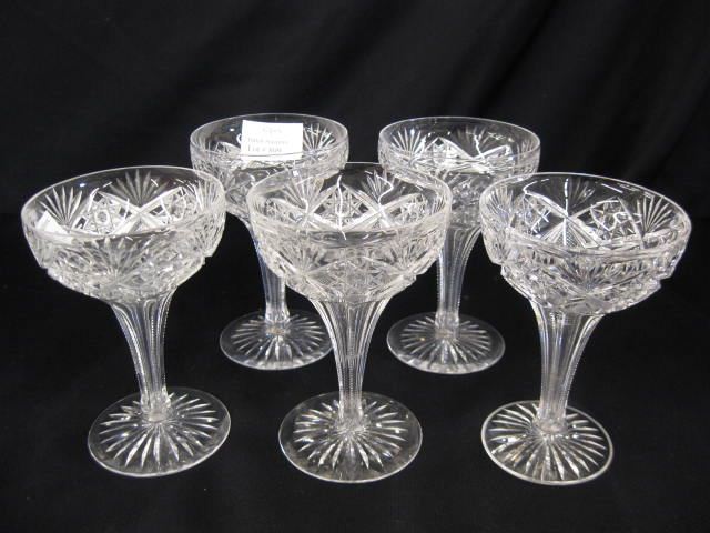 5 Cut Glass Champagne Glasses