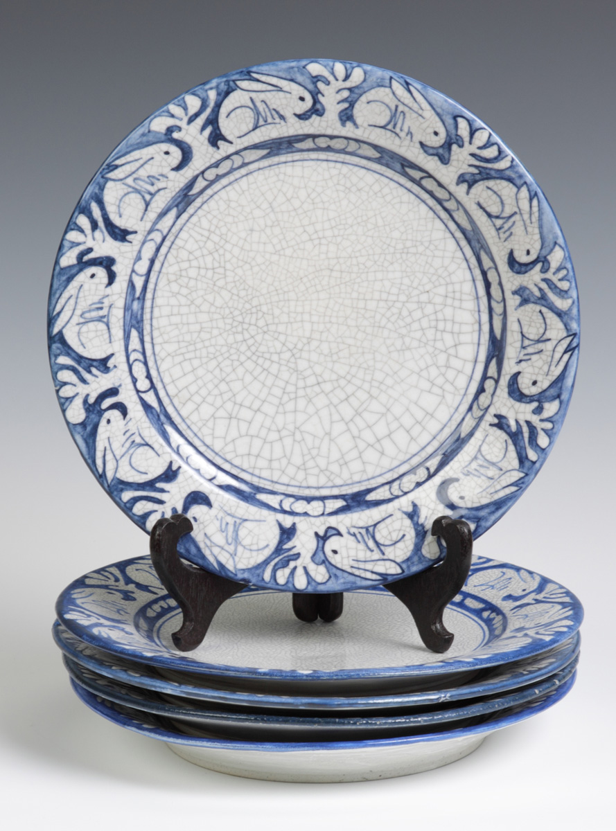5 Dedham Pottery Plates Rabbit