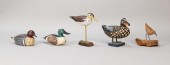5 DUCK & BIRD WOOD CARVINGS &