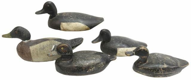 (5)  DUCK DECOYS, HAND CARVED,
