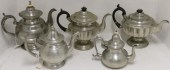 5 EARLY 19TH C PEWTER TEA POTS