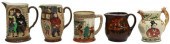 (5) ENGLISH MOLDED CERAMIC JUG