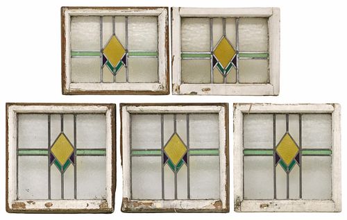 (5) ENGLISH STAINED &AMP; LEADED