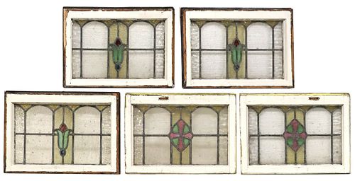 (5) ENGLISH STAINED &AMP; LEADED
