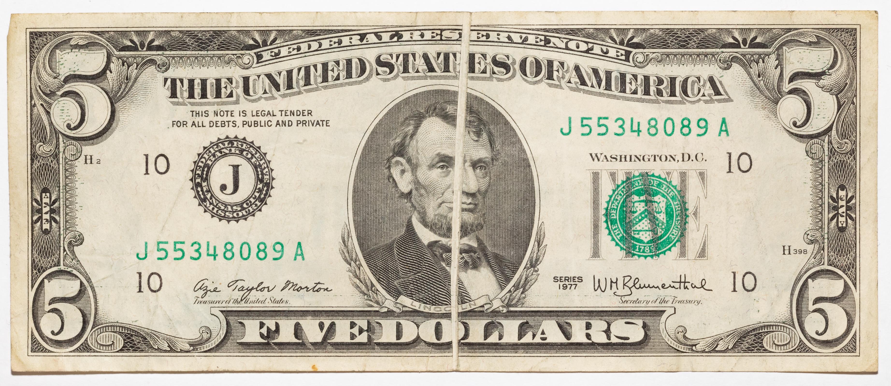 $5 FEDERAL RES NOTE PROMINENT