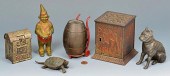 5 FIGURAL CAST IRON BANKS & BR