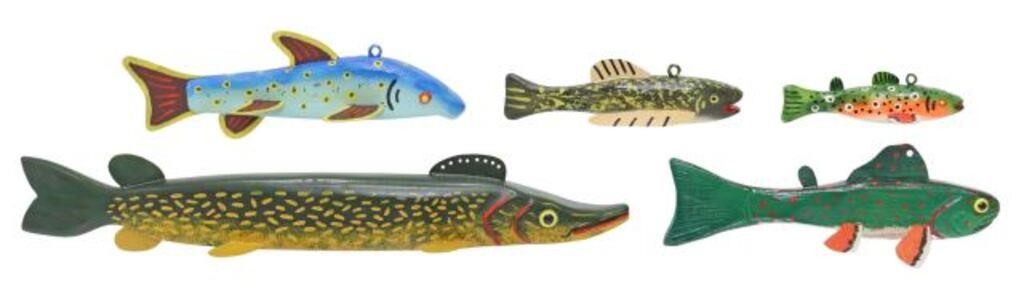 (5) FISH DECOYS ALL SIGNED, FORNER,