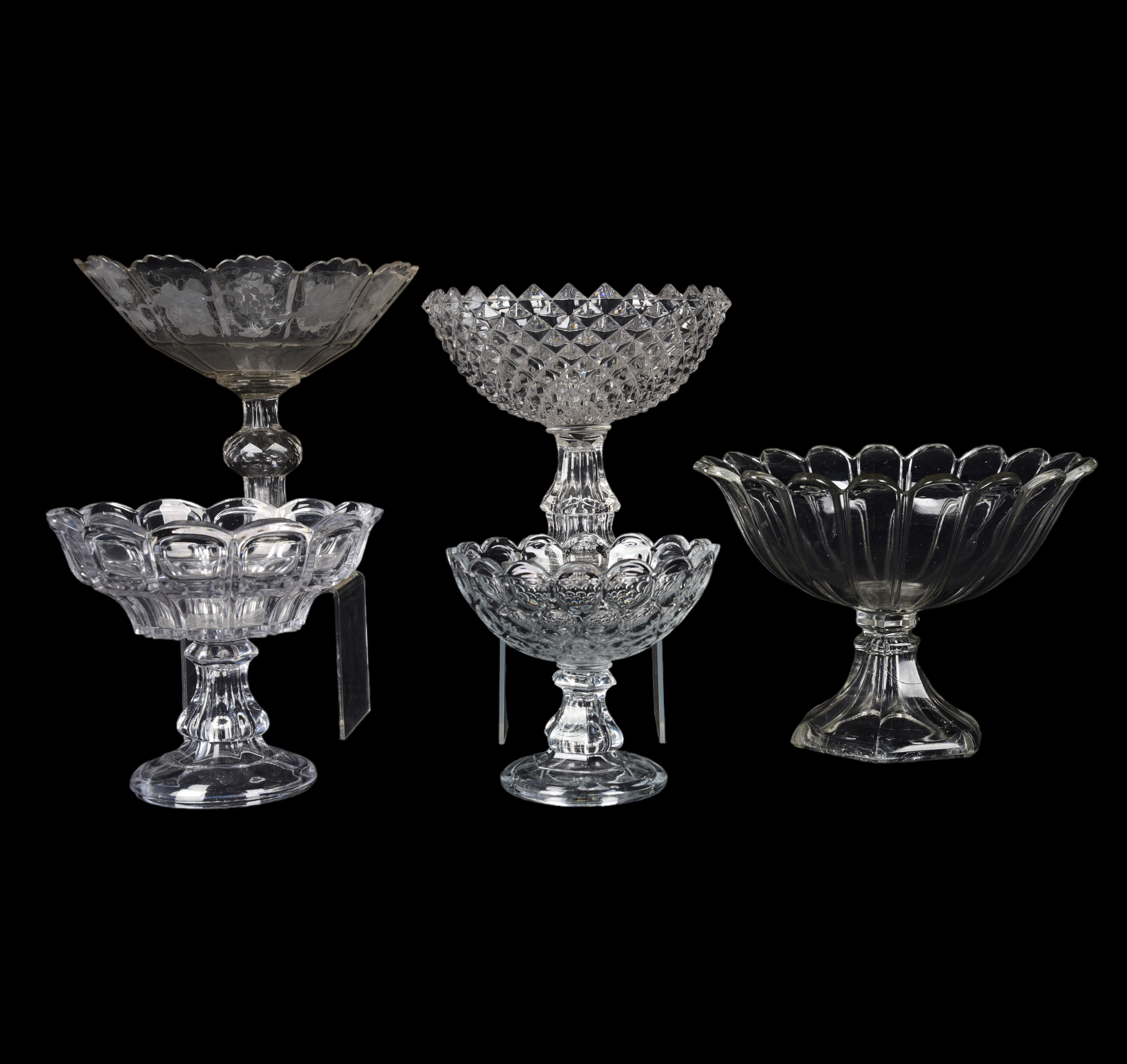 (5) Flint glass compotes, c/o New