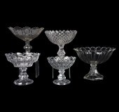 (5) Flint glass compotes, c/o