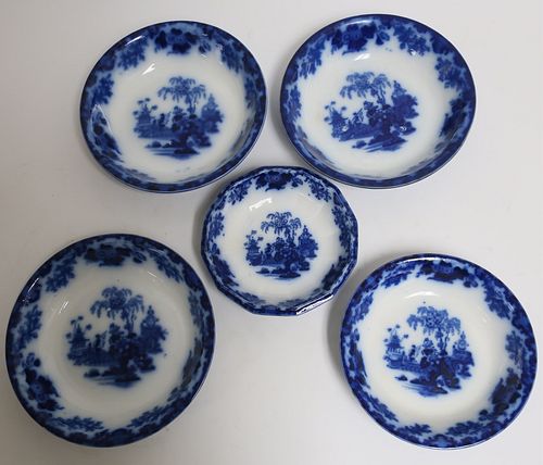 5 FLOW BLUE 'SCINDE' TRANSFERWARE
