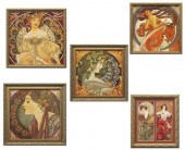 (5) FRAMED ART NOUVEAU STYLE P