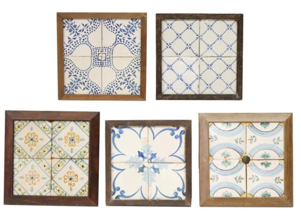 5) FRAMED HAND-PAINTED MAJOLICA