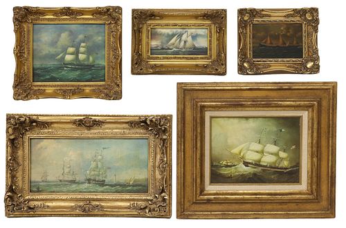 (5) FRAMED MARINE ART PAINTING
