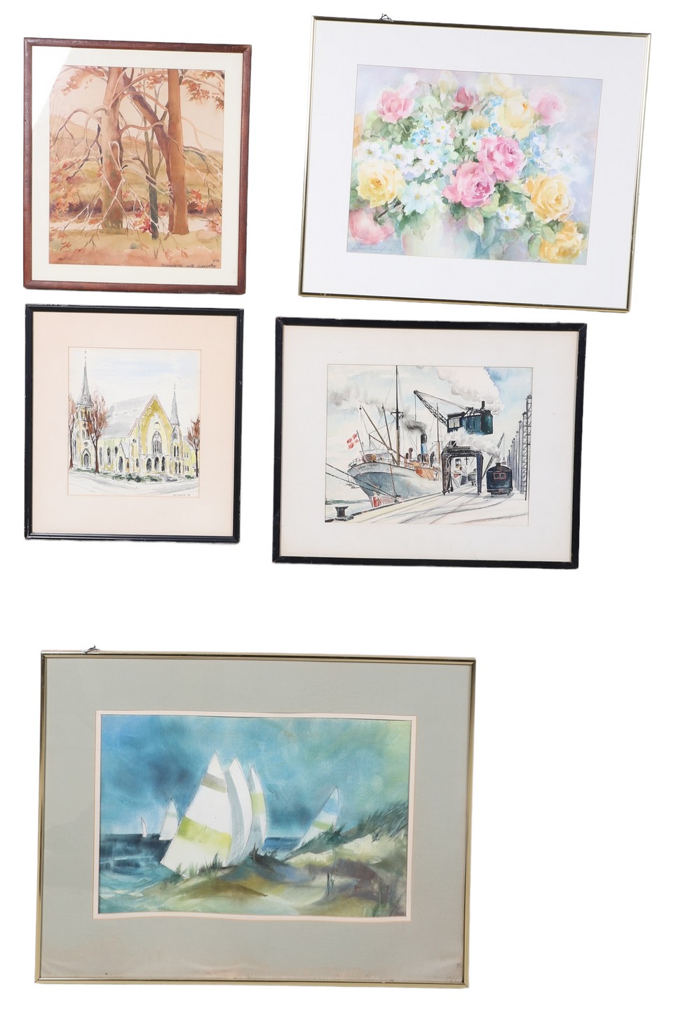 5 Framed Watercolors, Brandywine