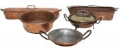 (5) FRENCH COPPER PANS & FISH