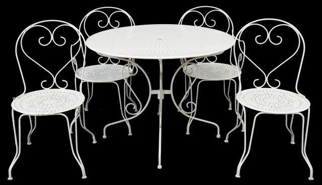(5) FRENCH PAINTED IRON PATIO TABLE