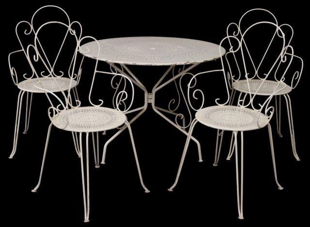 (5) FRENCH WHITE PAINTED IRON PATIO