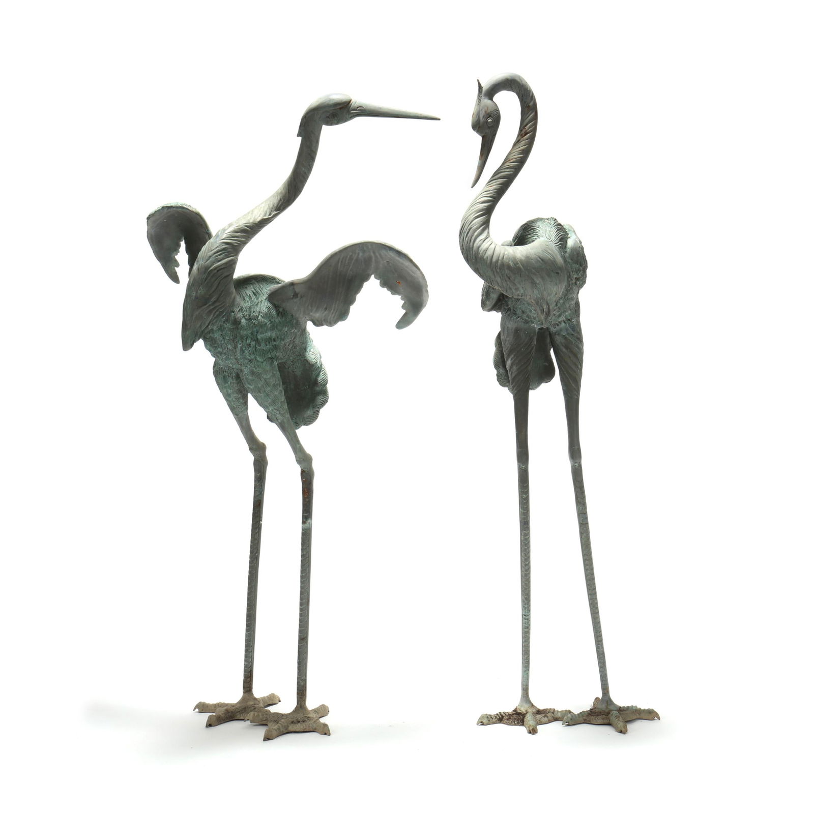 5 FT. BRONZE GARDEN STATUES OF A
