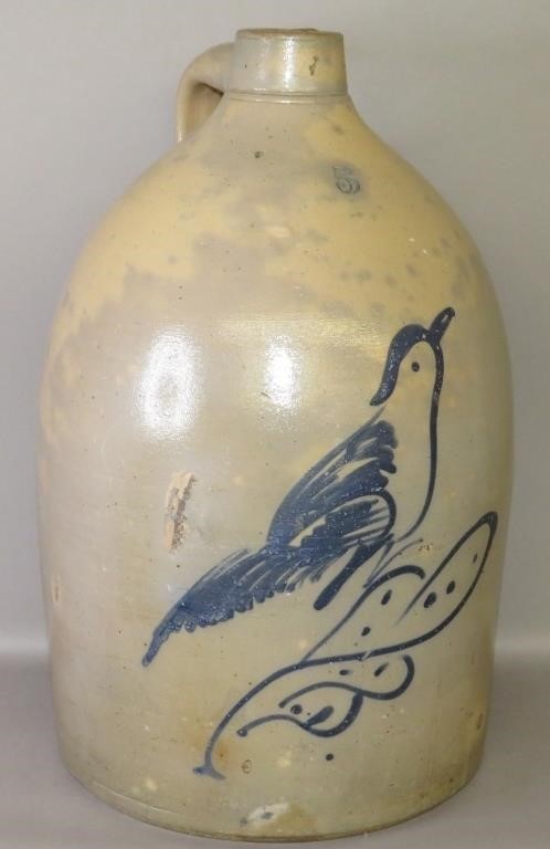 5 GALLON COBALT DECORATED STONEWARE