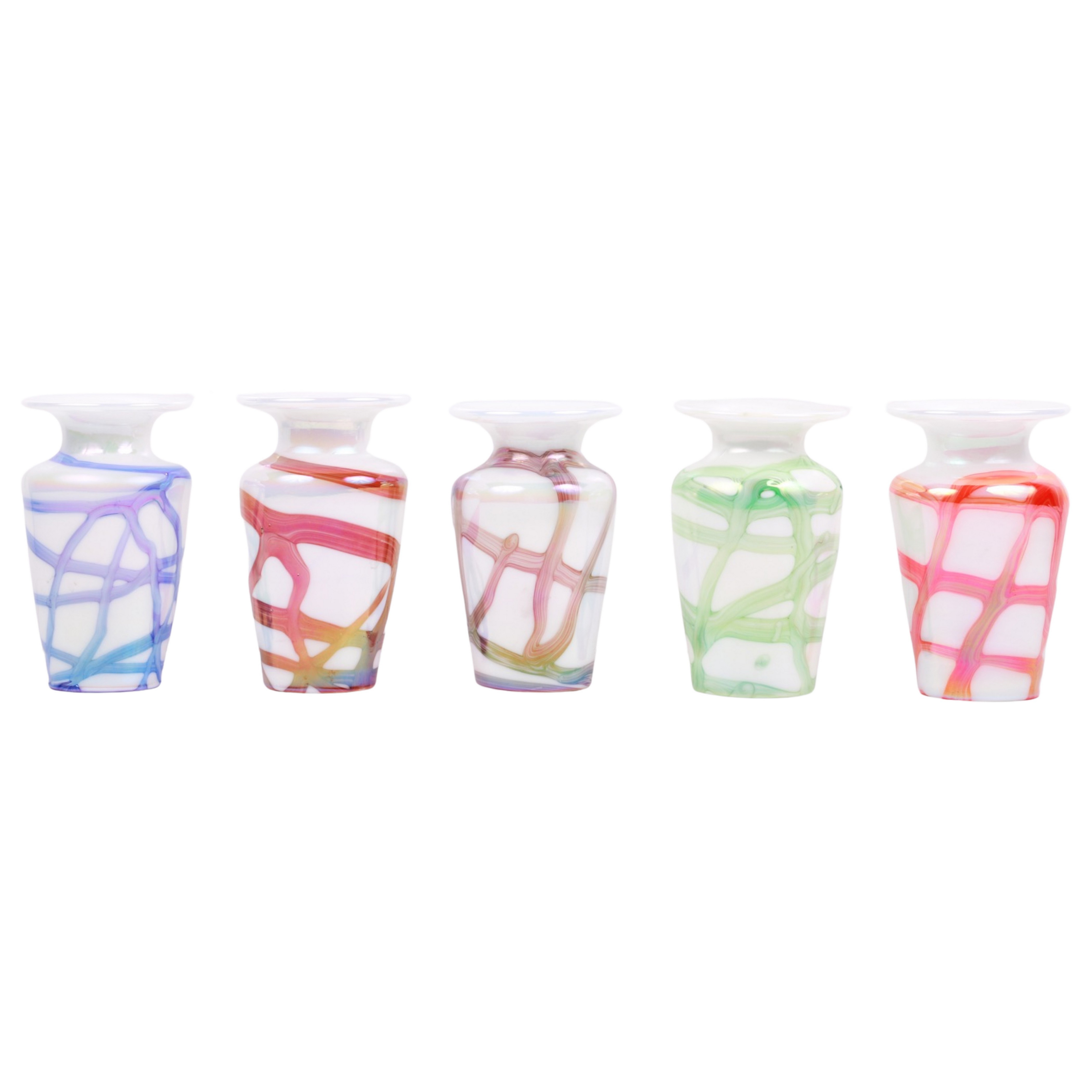 (5) Gary Levay art glass vases,