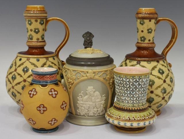 (5) GERMAN METTLACH STONEWARE