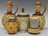 (5) GERMAN METTLACH STONEWARE