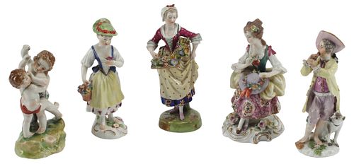 (5) GERMAN POLYCHROME-PAINTED