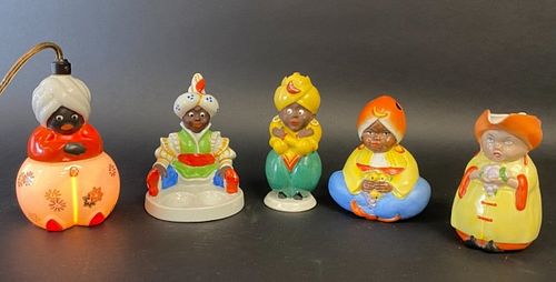 5 GERMAN PORCELAIN BLACKAMOOR