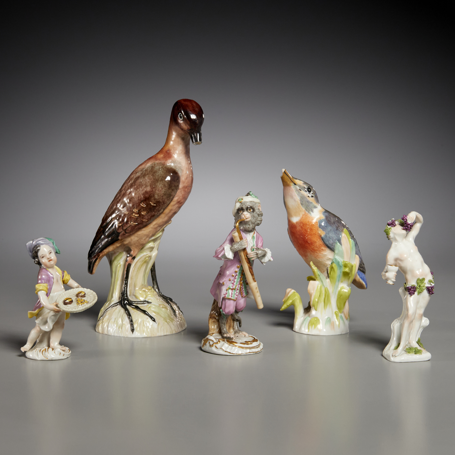 (5) GERMAN PORCELAIN FIGURES,