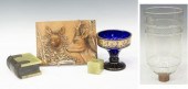 5) GILT COBALT GLASS COMPOTE,