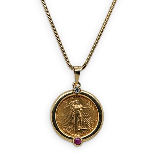 $5 GOLD EAGLE RUBY & DIAMOND