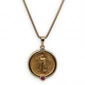 $5 GOLD EAGLE RUBY & DIAMOND P