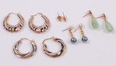 (5) Gold earrings pairs, (1) p