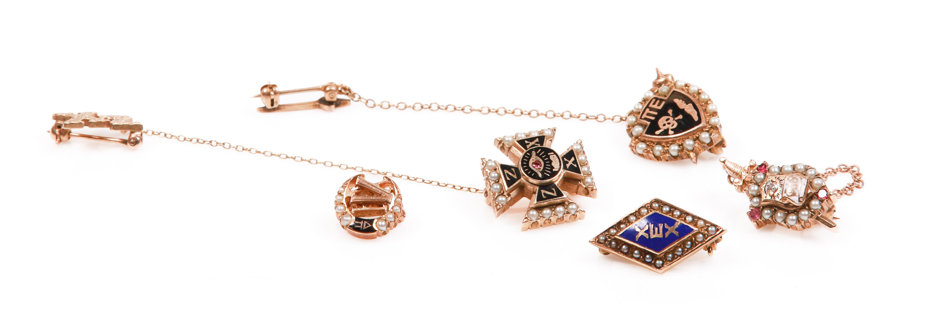 (5) Gold masonic and collegiate