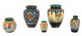 (5) Gouda pottery vases to inc